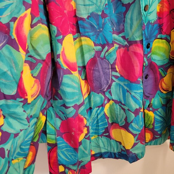 Vintage Retro-Print Vibrant Colourful Jaeger Set - Skirt and Blouse Set - Floral - Picture 14 of 15